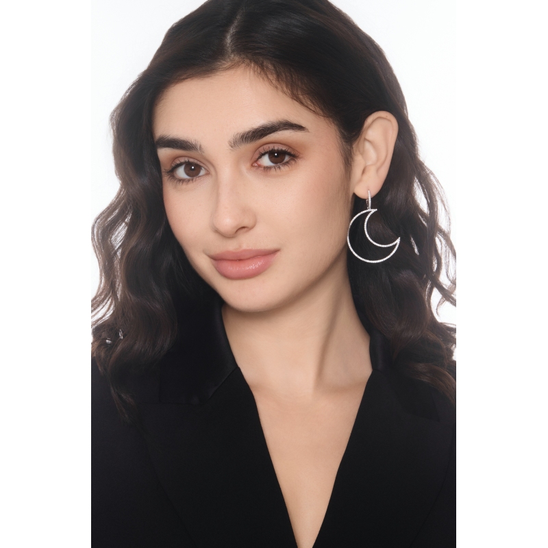 Mond Ohrringe Diamanten Weissgold 750