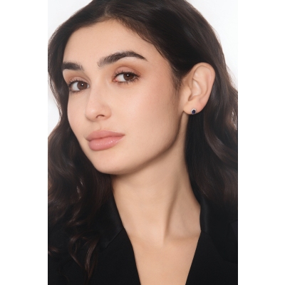 Ohrstecker Weißgold Halo mit Saphir und Diamanten