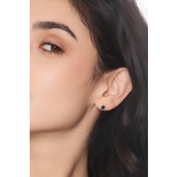 Ohrstecker Weißgold Halo mit Saphir und Diamanten 2