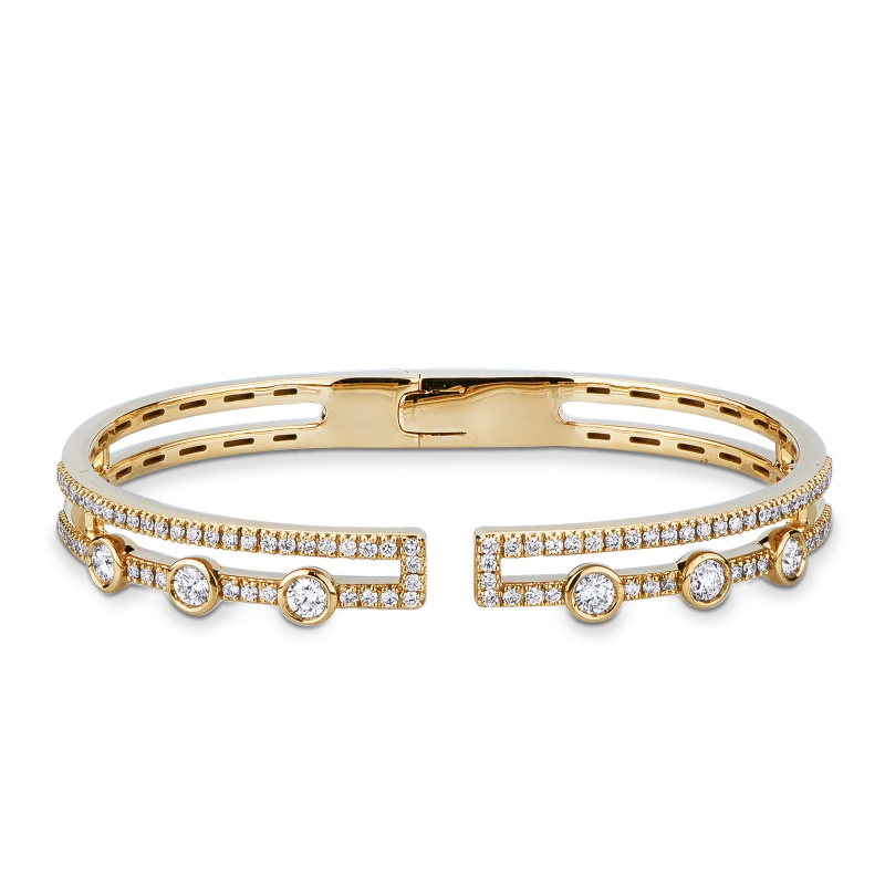 Gelbgold 750 halbstarres Armband mit Diamanten