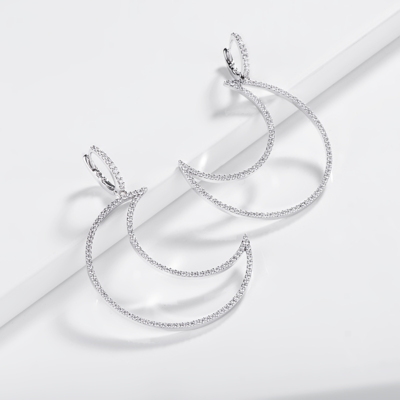 Mond Ohrringe Diamanten Weissgold 750