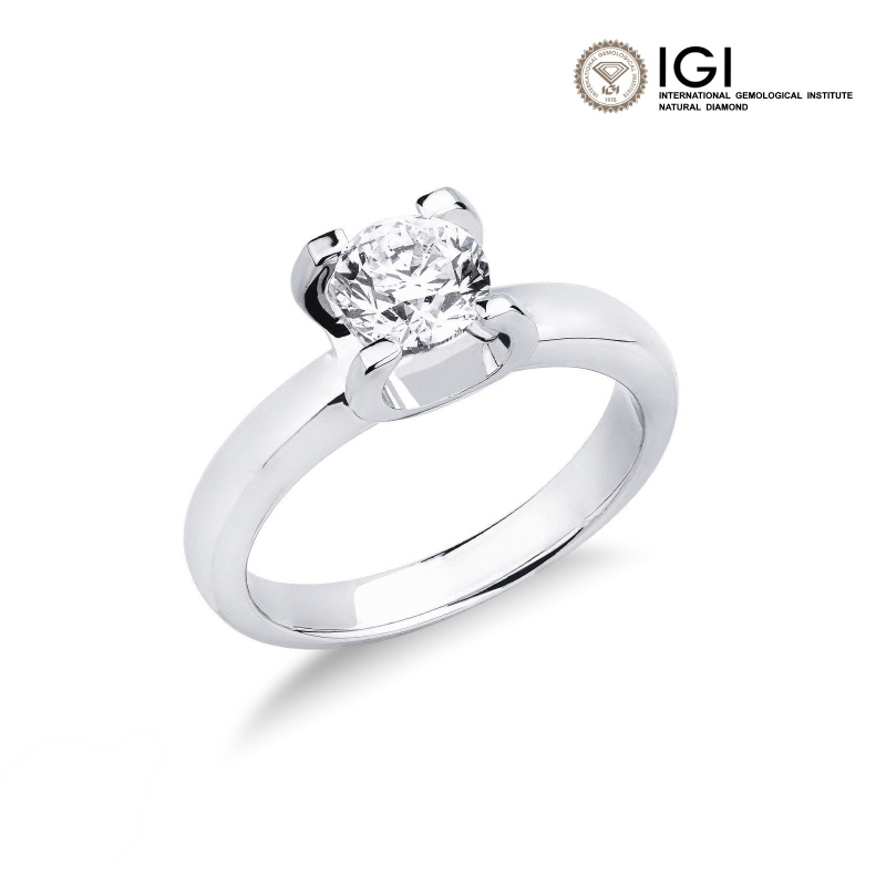 Ring mit einem Diamanten IGI 1 Karat Weissgold 18K