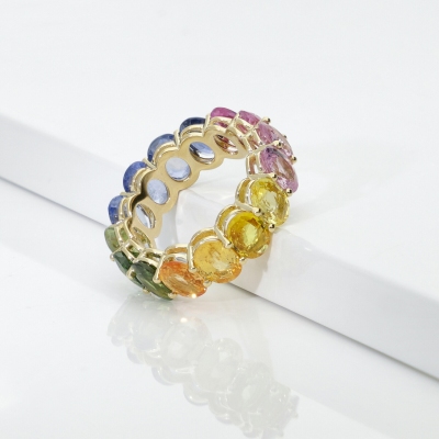 Gelbgold 18K Saphir Rainbow Ring
