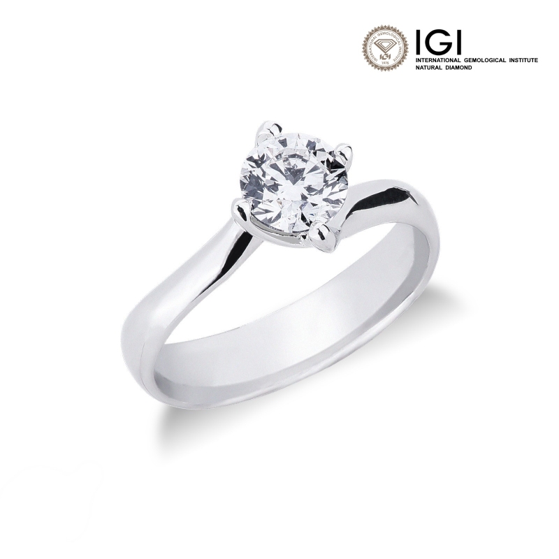 Antragsring Weissgold 18K mit einem IGI-Diamanten 0.90 kt