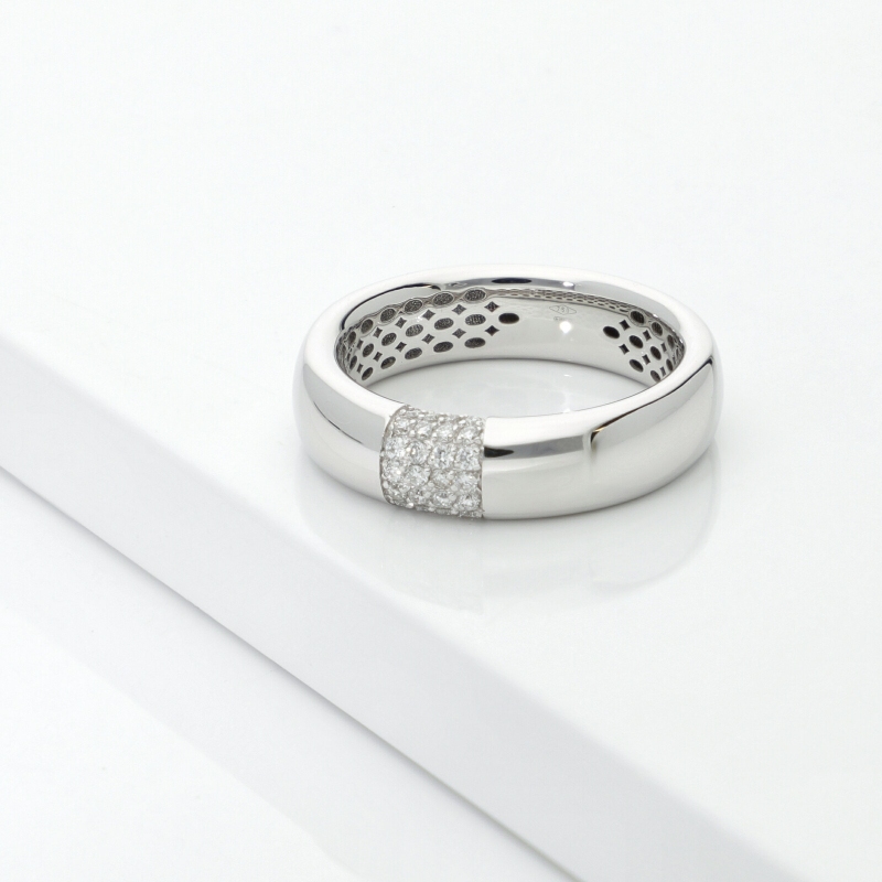 Herrenring Weissgold Diamanten Pavé