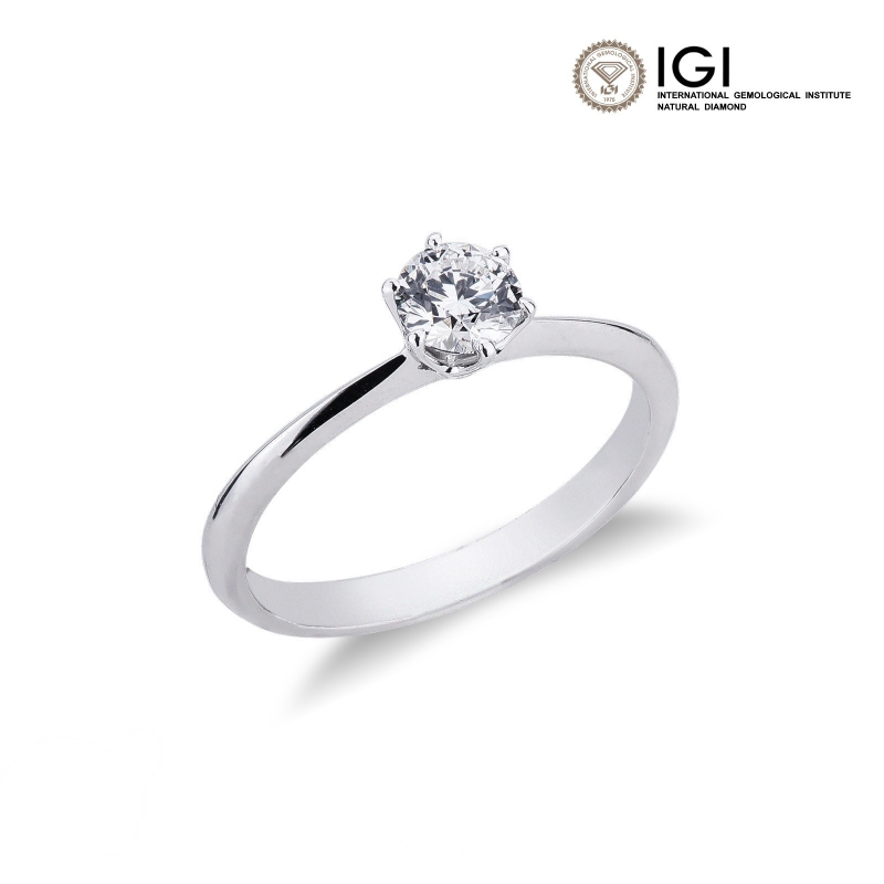 Antragsring mit einem Diamanten 0.49 Karat IGI aus 18K Weißgold