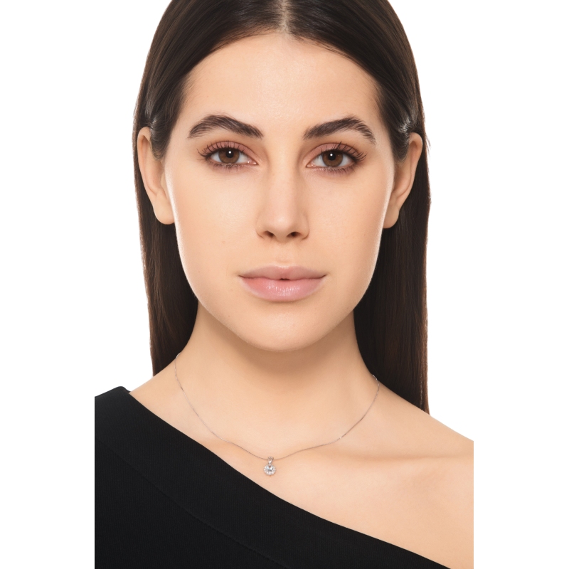 Aquamarin Halskette mit Diamanten Weissgold