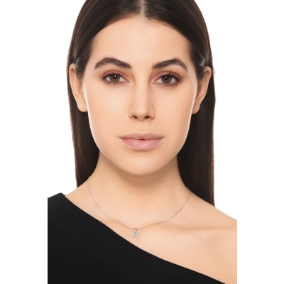 Aquamarin Halskette mit Diamanten Weissgold