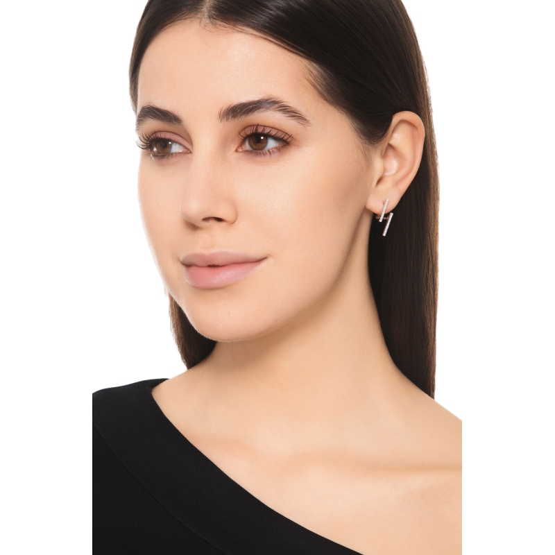 Ohrringe Weissgold mit Diamant Reihen