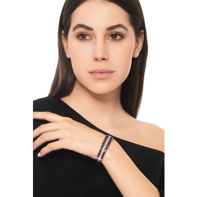 Saphir Armreif Weißgold 18K mit Diamanten