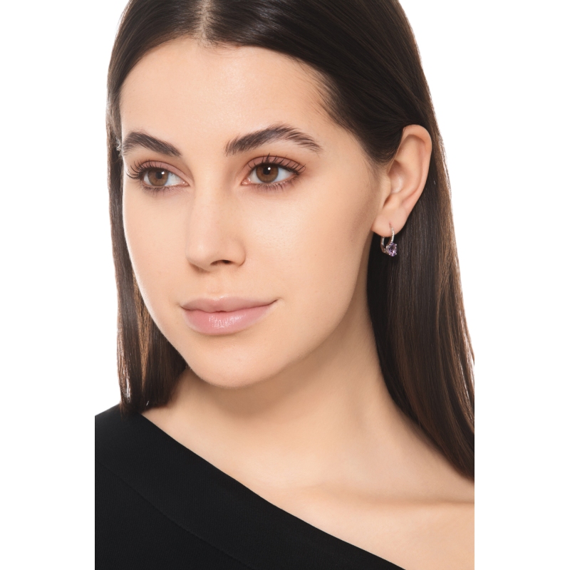 Ohrhänger aus 18k Weißgold mit Amethyst und Diamanten