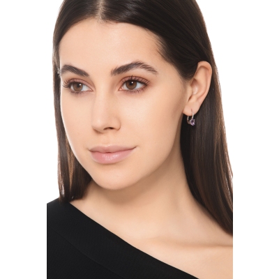 Ohrhänger aus 18k Weißgold mit Amethyst und Diamanten