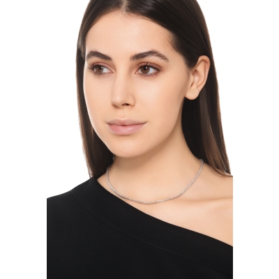 Weissgold 18 Karat Tennis Kette mit Diamanten