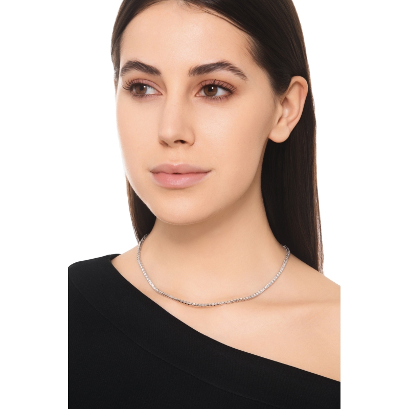 Tennis Diamant Kette Weissgold 18K