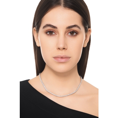 Weissgold Tennis Kette mit Diamanten