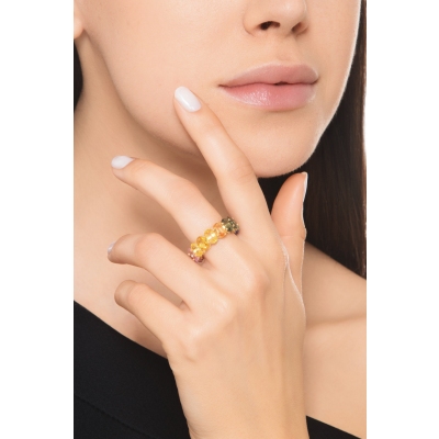 Gelbgold 18K Saphir Rainbow Ring