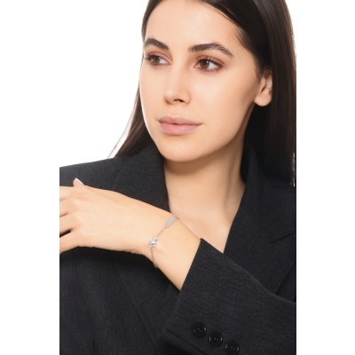 Armband Weissgold Kinder mit Bärchen und Gravurplatte