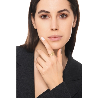 750er Gelbgold Blatt Ring Damen