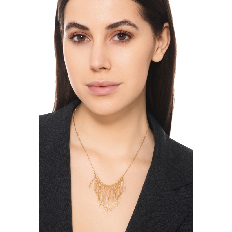 Ausgefallene Damenkette 18K Gelbgold mit Stäbchen