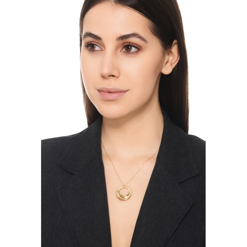 Gelbgold 18K Damenkette mit Kreis-Anhänger