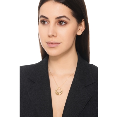 Gelbgold 18K Damenkette mit Kreis-Anhänger