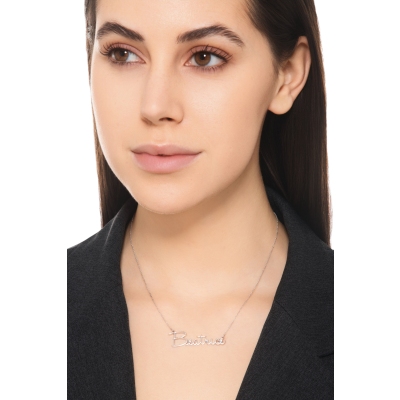 18K Weißgold Namenskette mit Wunschtext 7 bis 10 Buchstaben