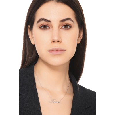 Namenskette Weissgold 750 mit Wunschtext 3 bis Buchstaben