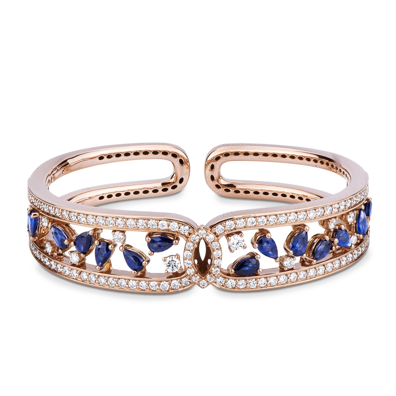 Roségold 18K Armband Saphir blau Diamanten