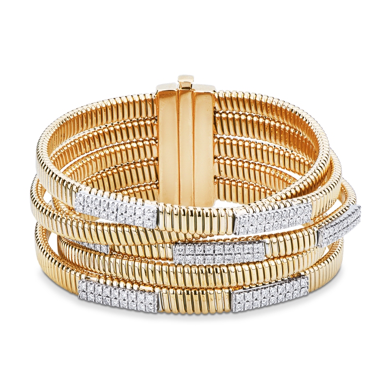 Modernes Armband Weissgold Gelbgold 18K mit Diamanten