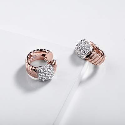 Creolen Roségold 750 mit Diamanten Pavé