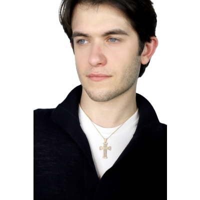 Herren Kette Gelbgold 18K mit Kreuz-Anhänger aus Diamanten