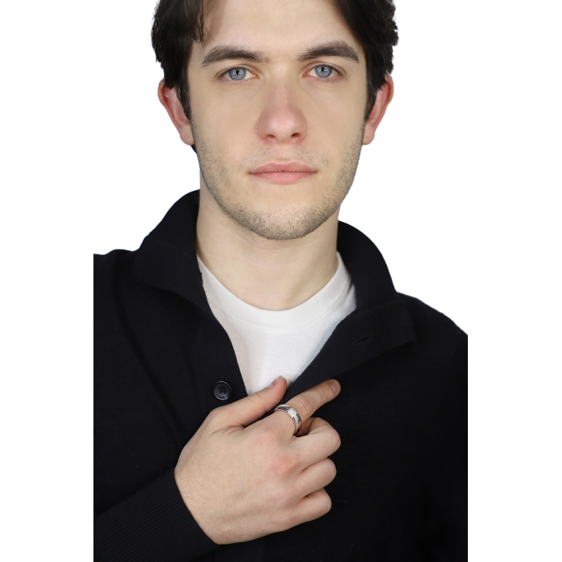 Herrenring Weissgold Diamanten Pavé