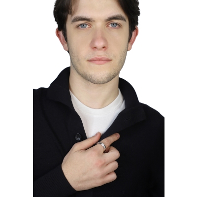 Herrenring Weissgold Diamanten Pavé