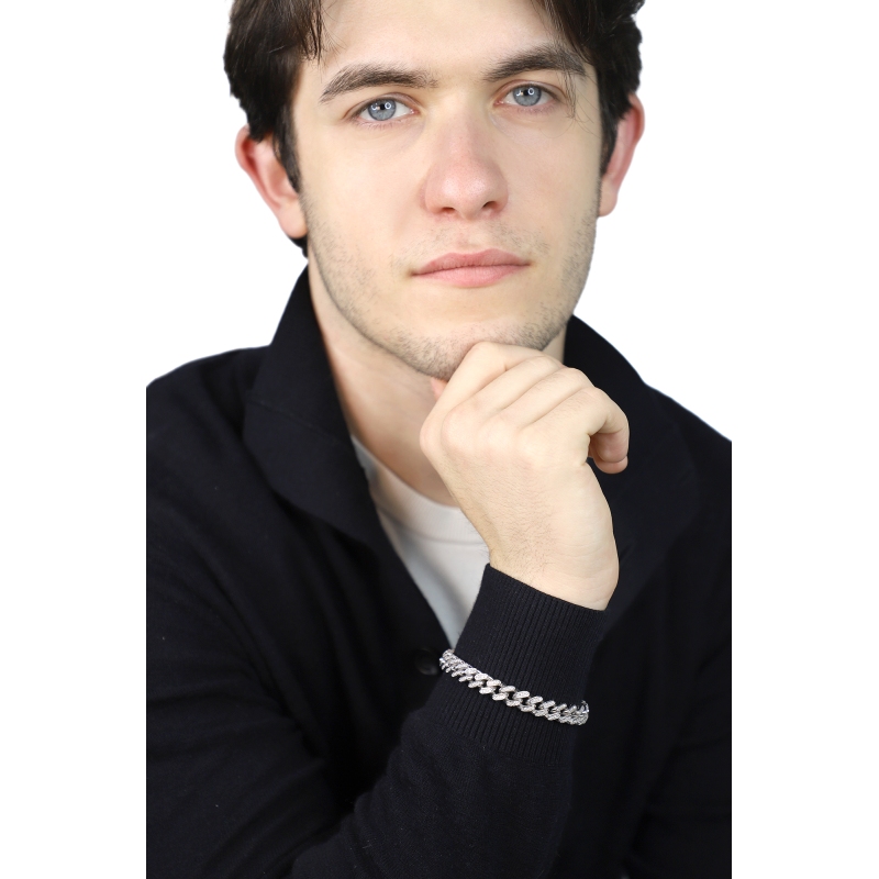 Diamanten Cuban Iced Out Armband Weissgold 18K