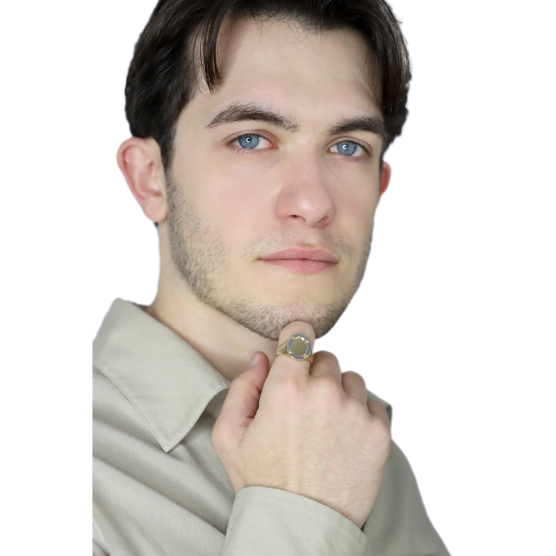 Gelbgold Weissgold oval Siegelring Herren