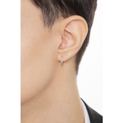 Ohrring einzelne Herren Creole mit Diamanten Weißgold 750