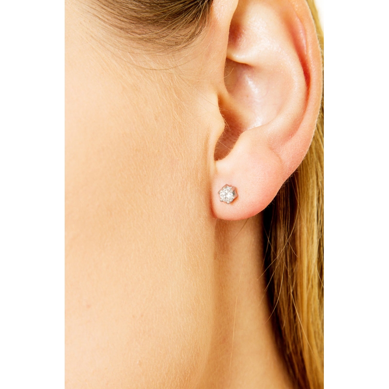 Einzelner Ohrstecker Weißgold 750 Diamant 0,15 kt 