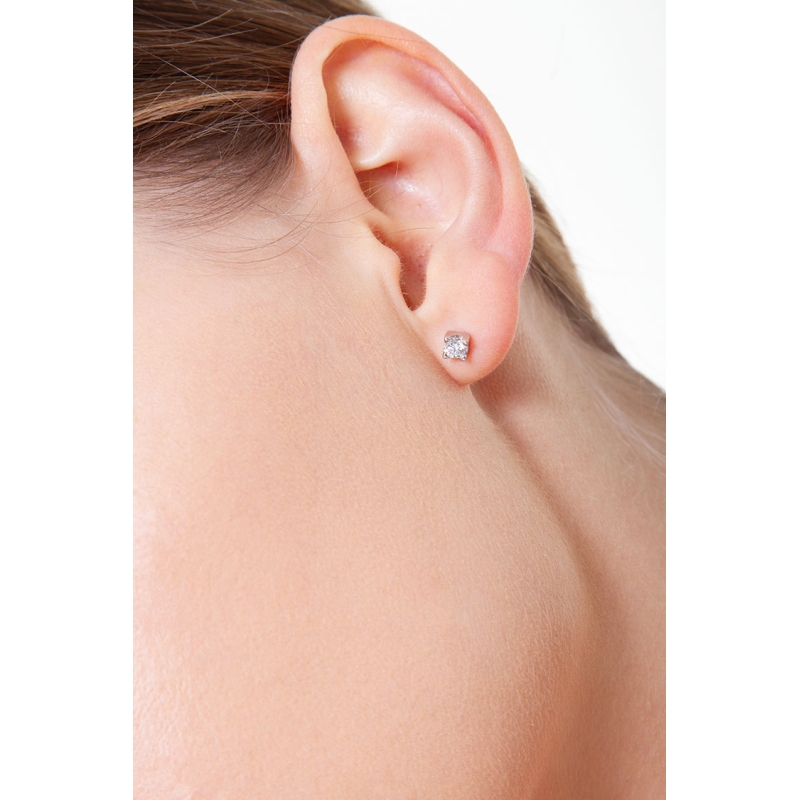 Einzelner Diamant-Ohrstecker 0,20 ct Weißgold 18K 