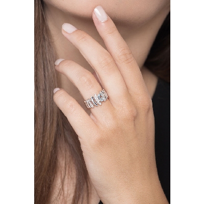 Bandring mit Diamanten und Aquamarin Weißgold