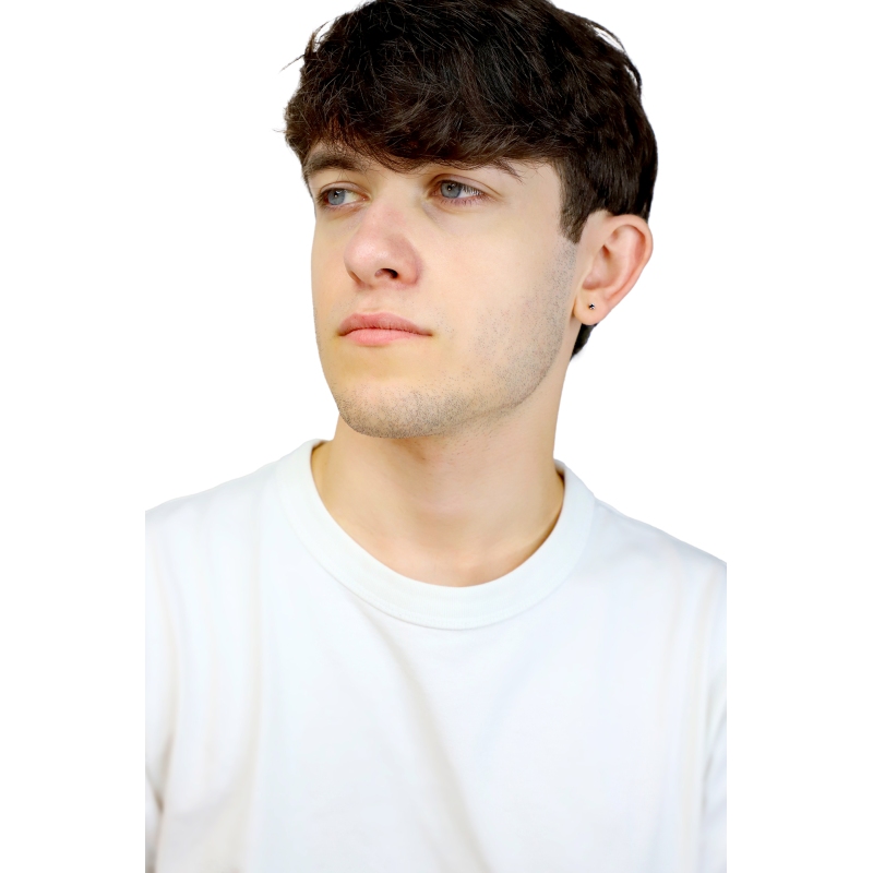 Herren einzelner Ohrstecker mit schwarzen Diamanten