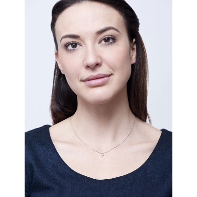 750 Weißgold Kette Damen mit Diamant-Anhänger