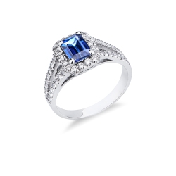 Saphir blau Diamanten Weissgold Damenring
