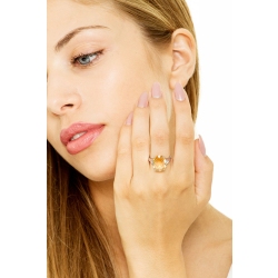 Ausgefallener Citrin Ring mit Diamanten 750er Weißgold 2