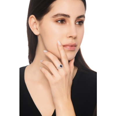 Saphir blau Diamanten Weissgold Damenring