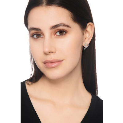 Geometrische Ohrringe Weissgold mit drei Diamant Rauten