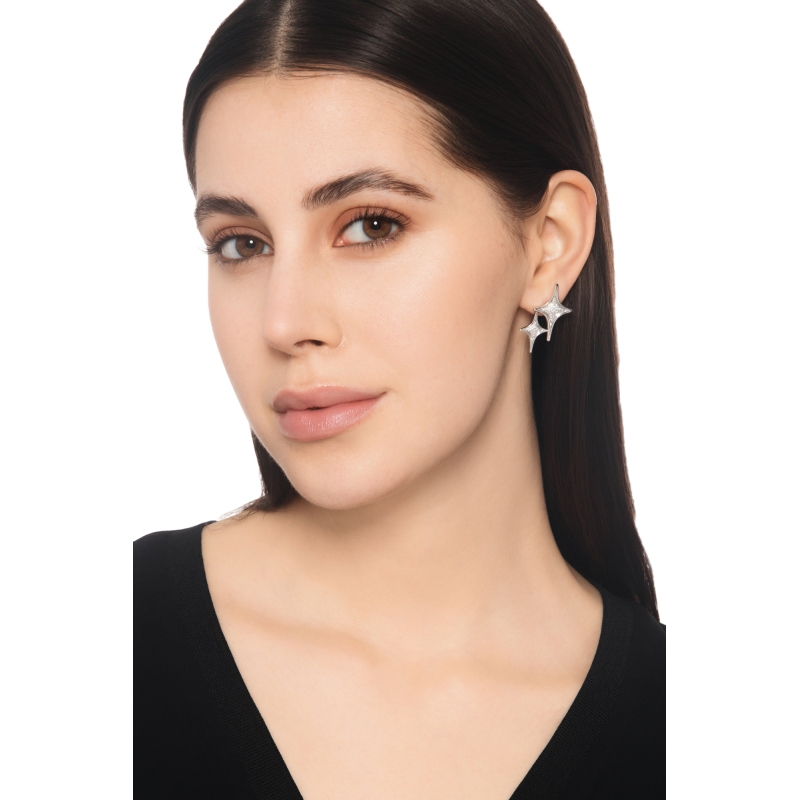 Stern Ohrringe mit Diamanten Weißgold