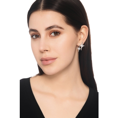 Stern Ohrringe mit Diamanten Weißgold