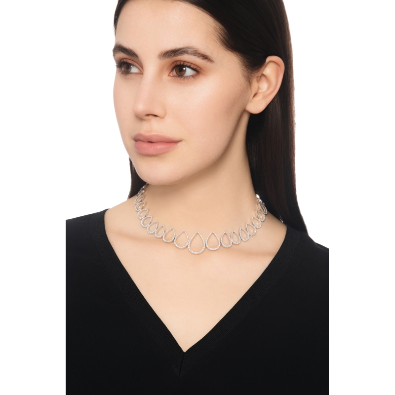 Design Collier aus Weißgold 750 mit Tropfen aus Diamanten