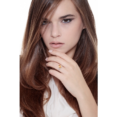 Citrin Ring 750er Weißgold mit Diamanten 