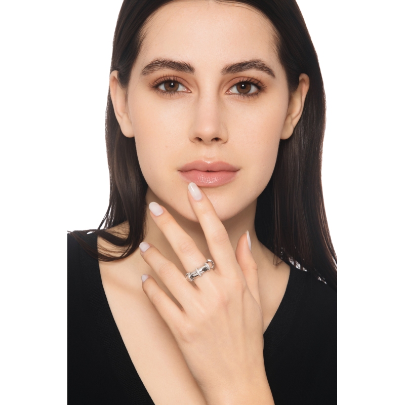 Elastischer Ring 750er Weißgold mit Diamanten